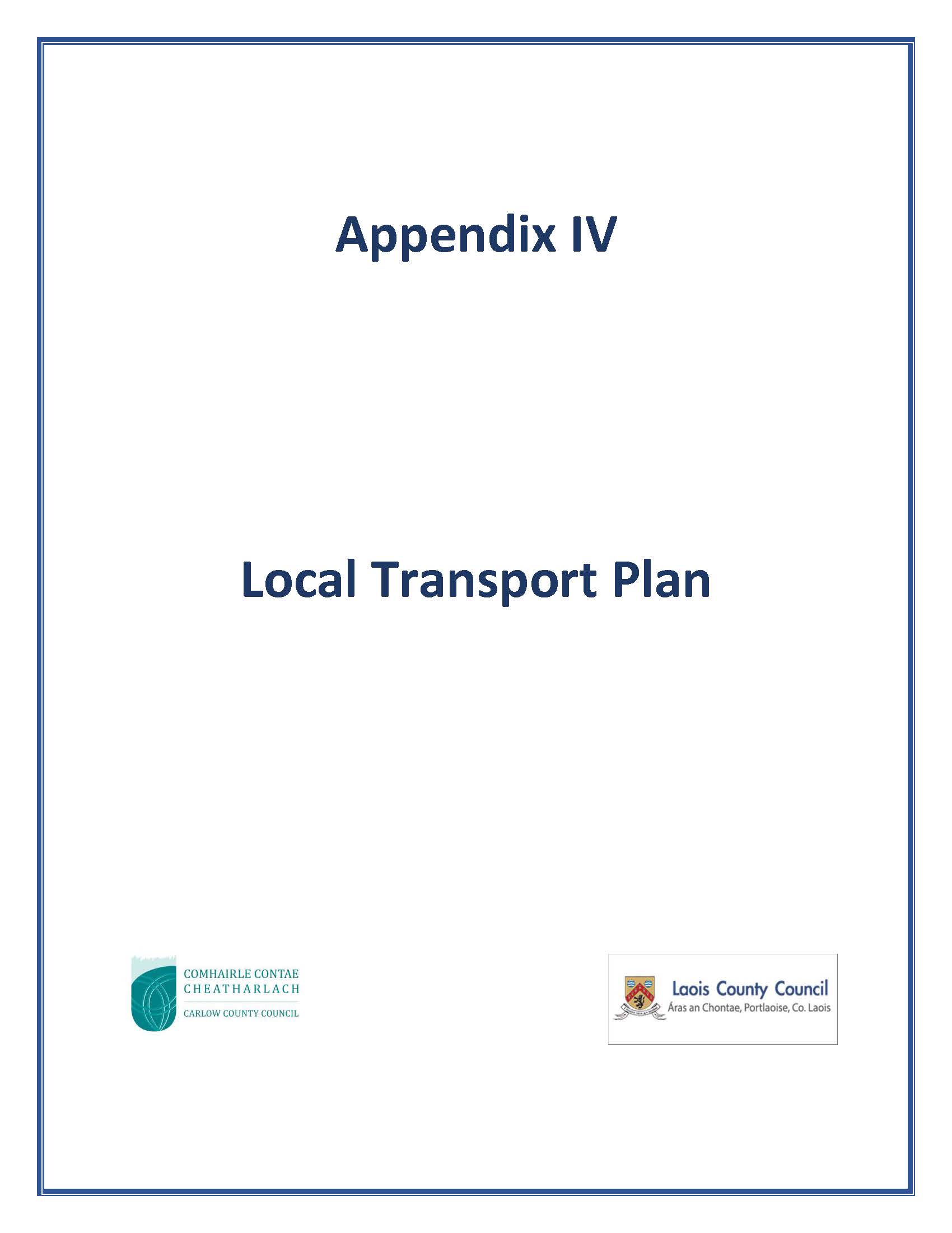 Appendix 4 cover page: Local Transport Plan