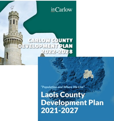 Covers of Carlow and Laois County Councils' development plans